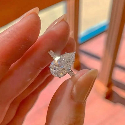 Elegant Teardrop Cubic Zirconia Engagement Ring DailySale