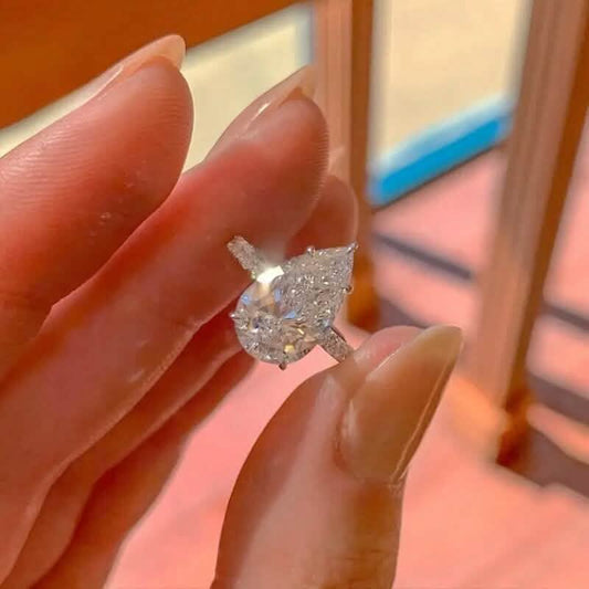 Elegant Teardrop Cubic Zirconia Engagement Ring DailySale