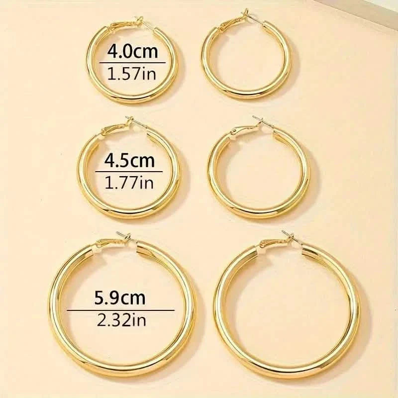 Elegant, Trendy and Shiny Gold Hoop Earrings DailySale
