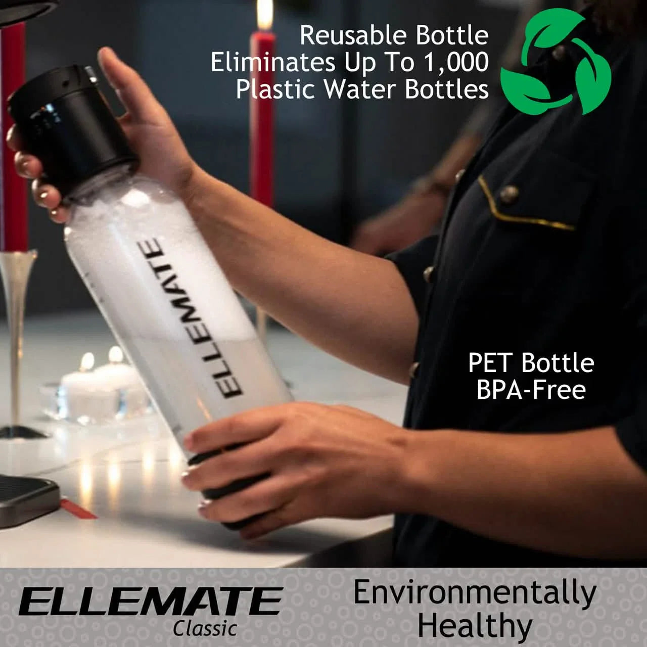 Ellemate Classic Carbonated Drink Maker, Seltzer Water with One-Push Fizz Technology, Cordless Carbonation for Bubbly Water DailySale