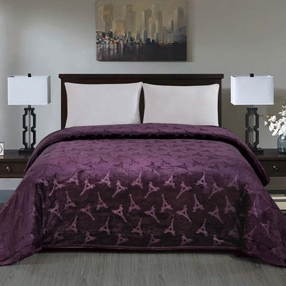 Embossed Premium Flannel Fleece Blanket - Eiffel Tower Design DailySale