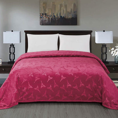 Embossed Premium Flannel Fleece Blanket - Eiffel Tower Design DailySale