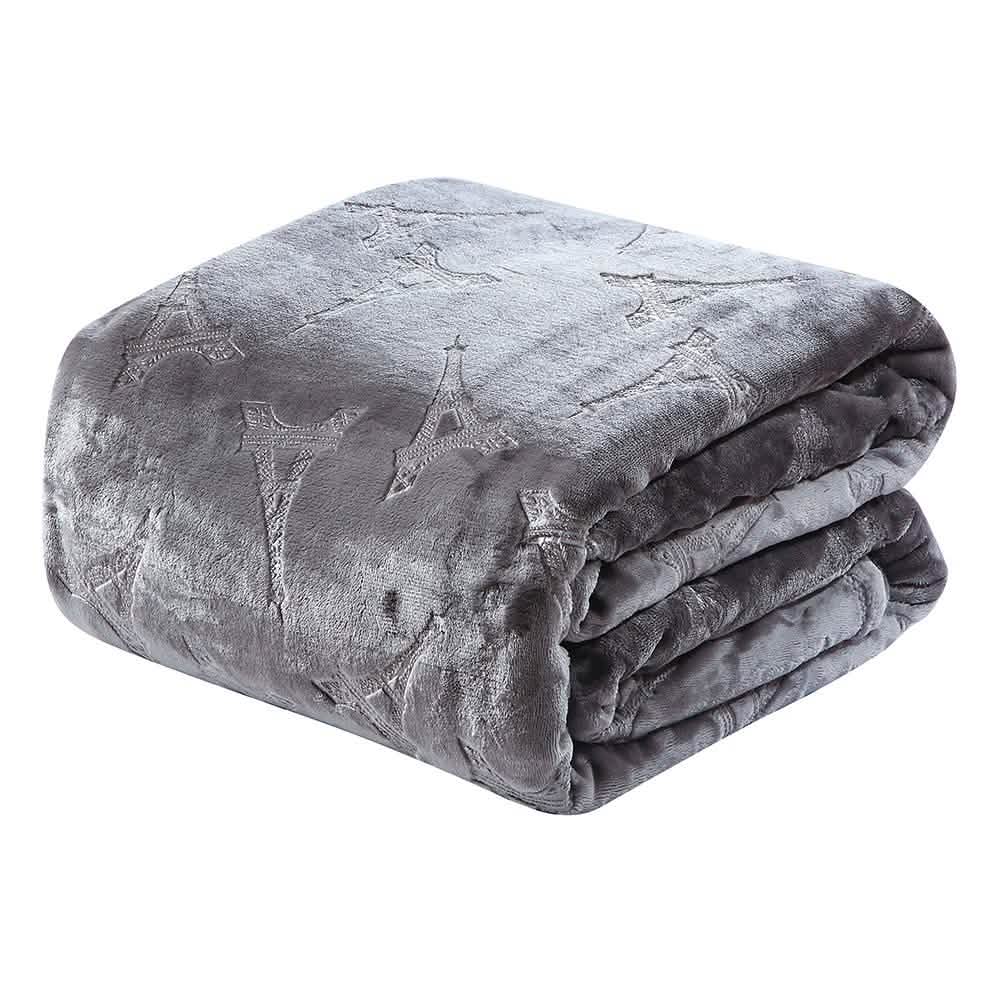 Embossed Premium Flannel Fleece Blanket - Eiffel Tower Design DailySale