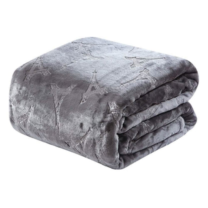 Embossed Premium Flannel Fleece Blanket - Eiffel Tower Design DailySale