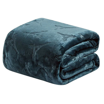 Embossed Premium Flannel Fleece Blanket - Eiffel Tower Design DailySale