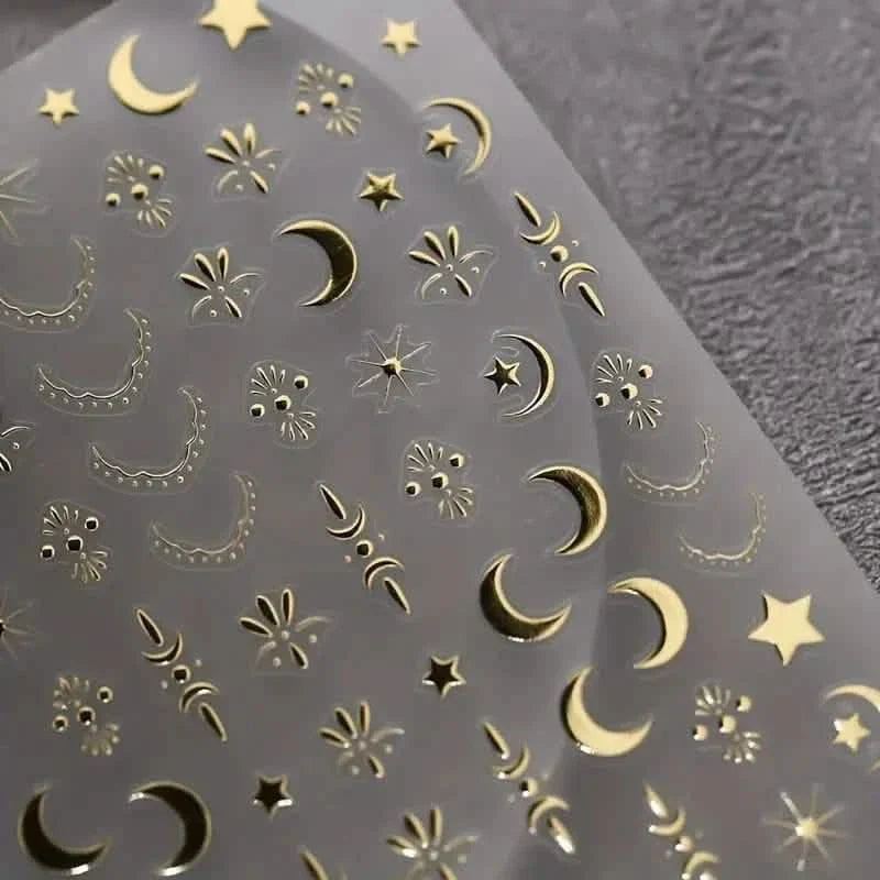 Embossed Three-dimensional Star and Moon Pattern Nail Stickers DailySale