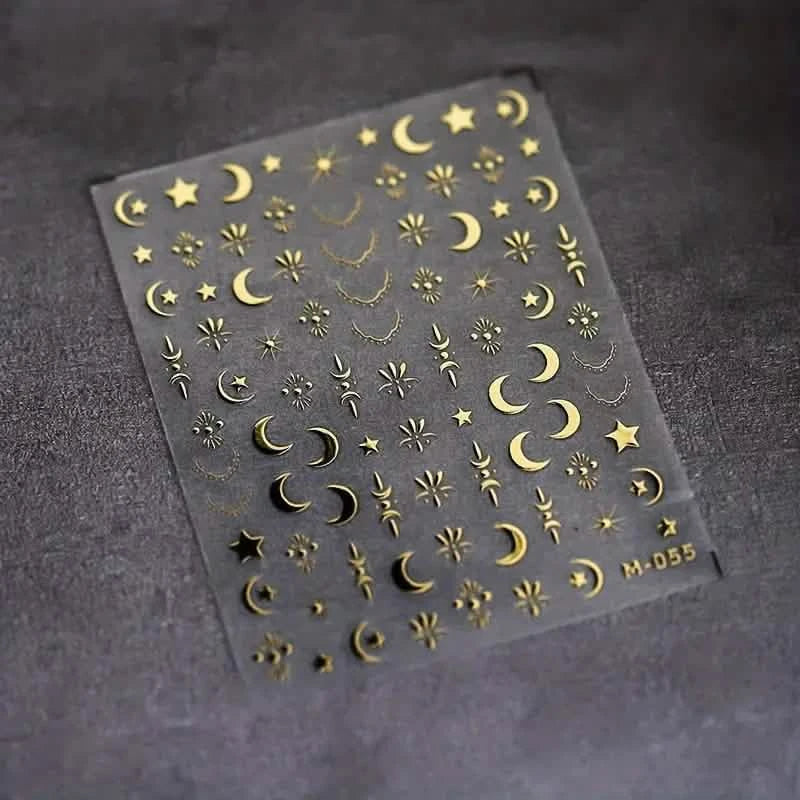 Embossed Three-dimensional Star and Moon Pattern Nail Stickers DailySale