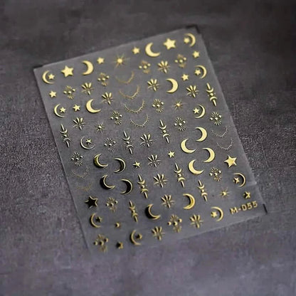 Embossed Three-dimensional Star and Moon Pattern Nail Stickers DailySale