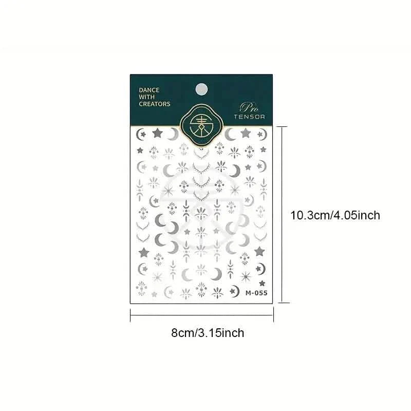 Embossed Three-dimensional Star and Moon Pattern Nail Stickers DailySale
