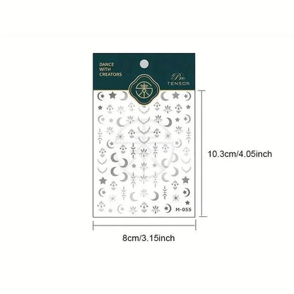 Embossed Three-dimensional Star and Moon Pattern Nail Stickers DailySale