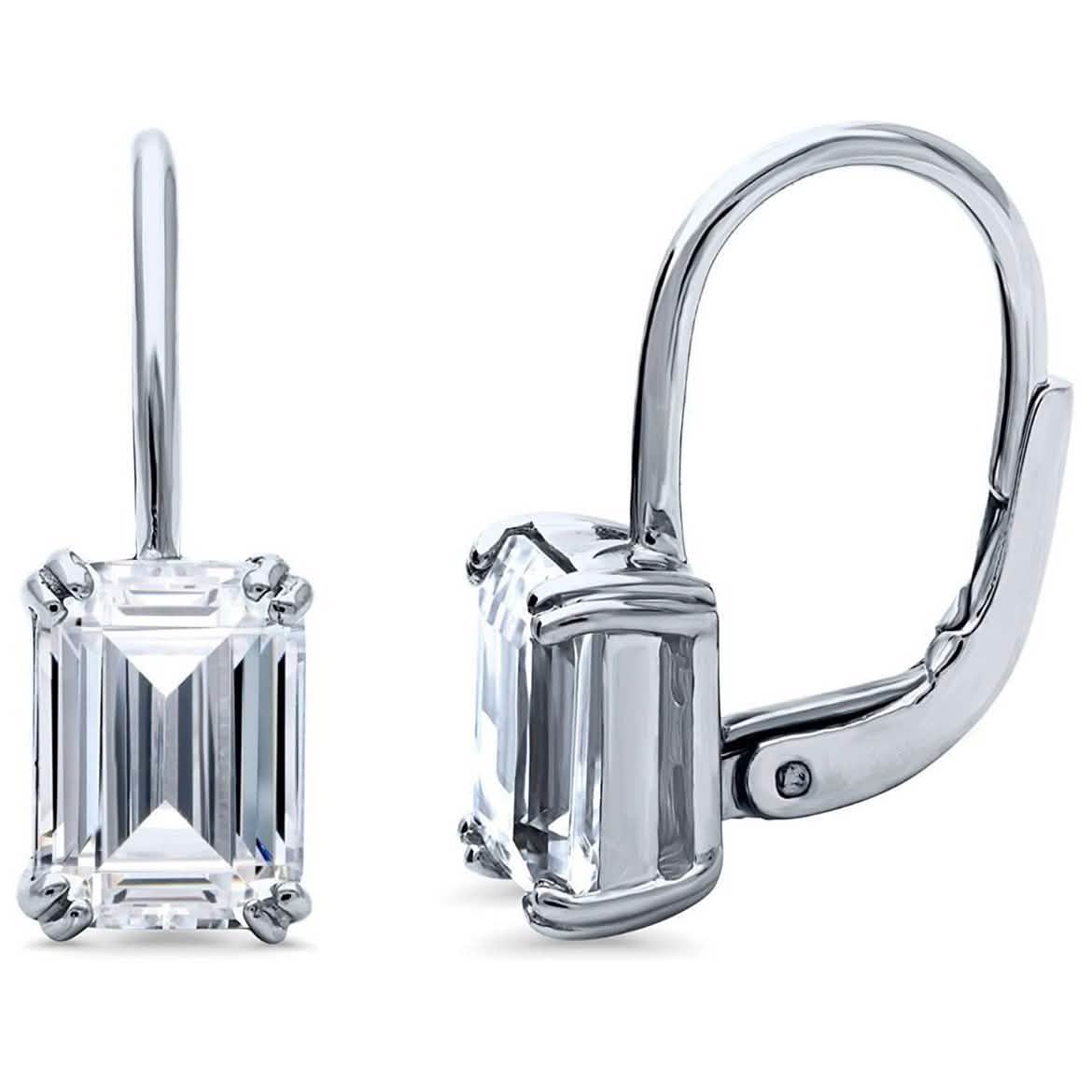 Emerald Cut Crystal Leverback Earrings DailySale
