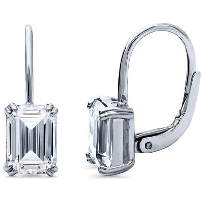 Emerald Cut Crystal Leverback Earrings DailySale