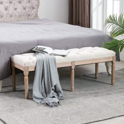 End of Bed Bench Upholstered Entryway Bench French Benchwith Rubberwood Legs DailySale