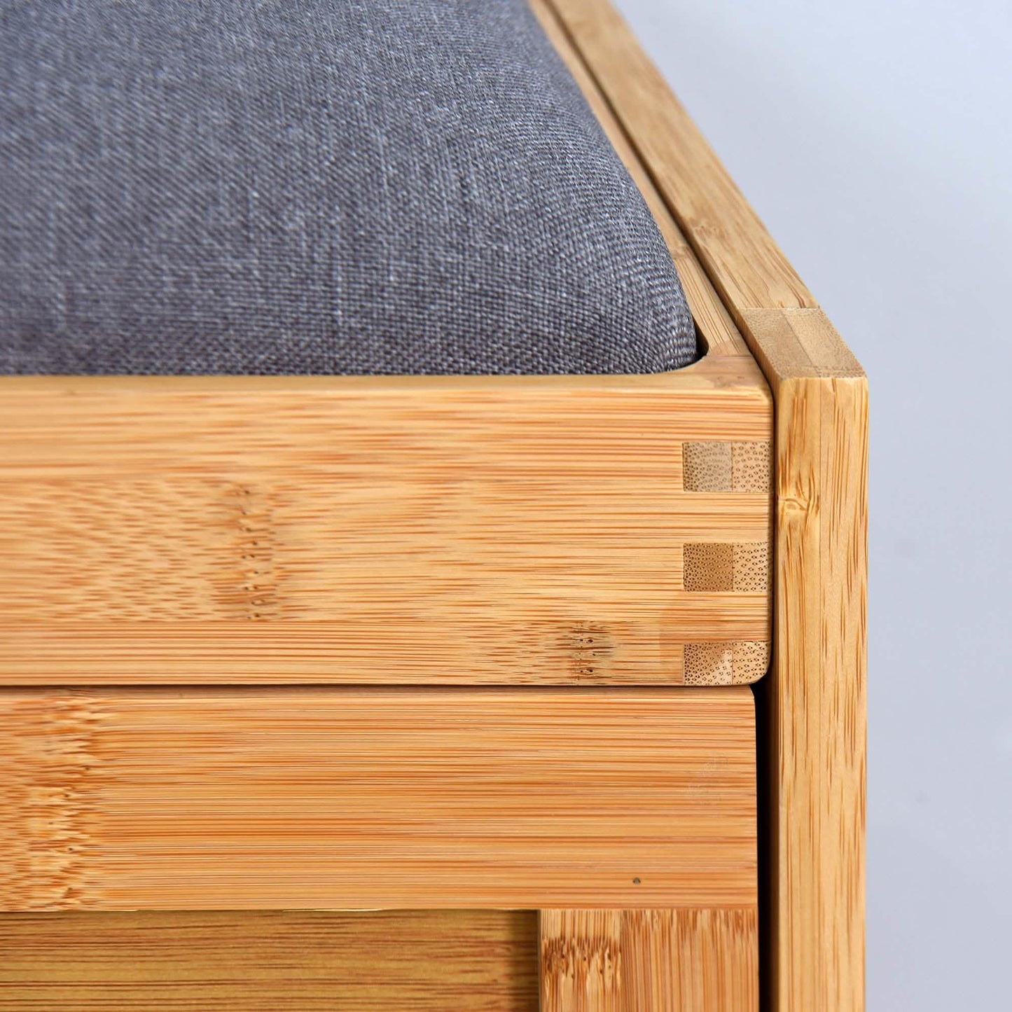 Entryway Bamboo Bench Living Room Storage Shoe Rack with Foldable Shelf DailySale