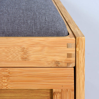 Entryway Bamboo Bench Living Room Storage Shoe Rack with Foldable Shelf DailySale