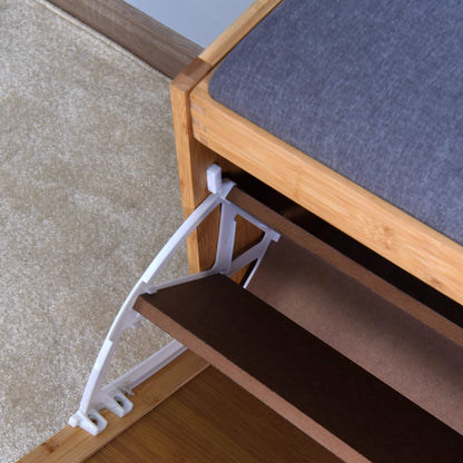 Entryway Bamboo Bench Living Room Storage Shoe Rack with Foldable Shelf DailySale