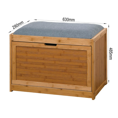 Entryway Bamboo Bench Living Room Storage Shoe Rack with Foldable Shelf DailySale