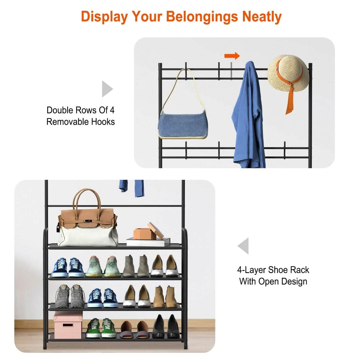 Entryway Coat Hat Rack Shoe Storage Shelf DailySale