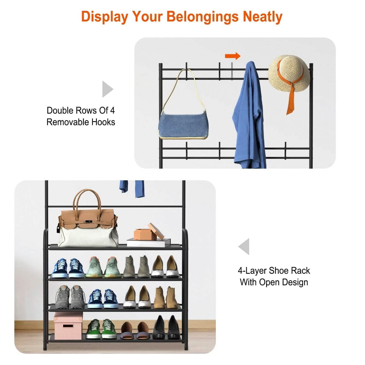 Entryway Coat Hat Rack Shoe Storage Shelf DailySale