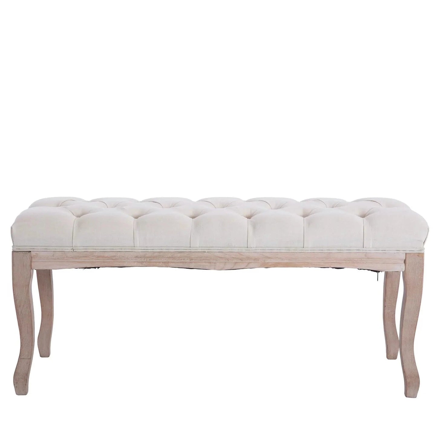 Entryway Wooden Bench, Upholstered Fabric Footstool DailySale