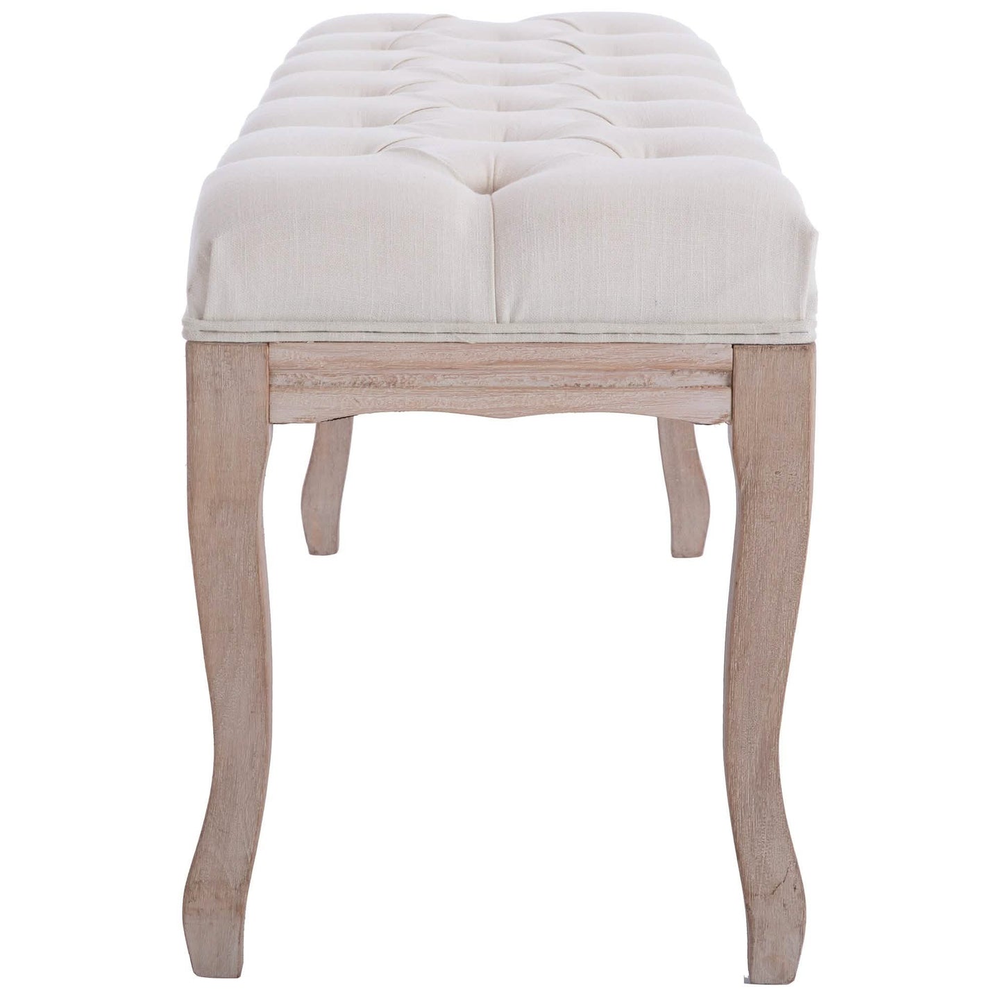 Entryway Wooden Bench, Upholstered Fabric Footstool DailySale