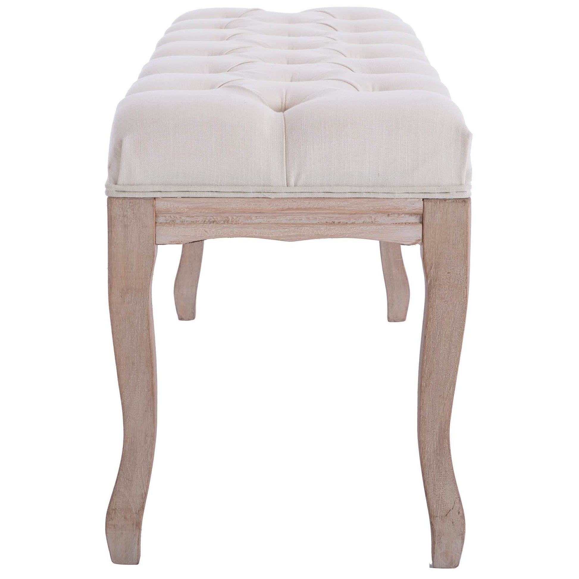 Entryway Wooden Bench, Upholstered Fabric Footstool DailySale