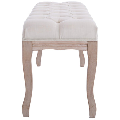 Entryway Wooden Bench, Upholstered Fabric Footstool DailySale