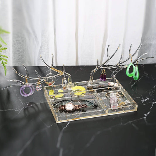 Epoxy Resin Silicone Molds Antlers Tree Branch Tray Jewelry Displayed Organizer DailySale