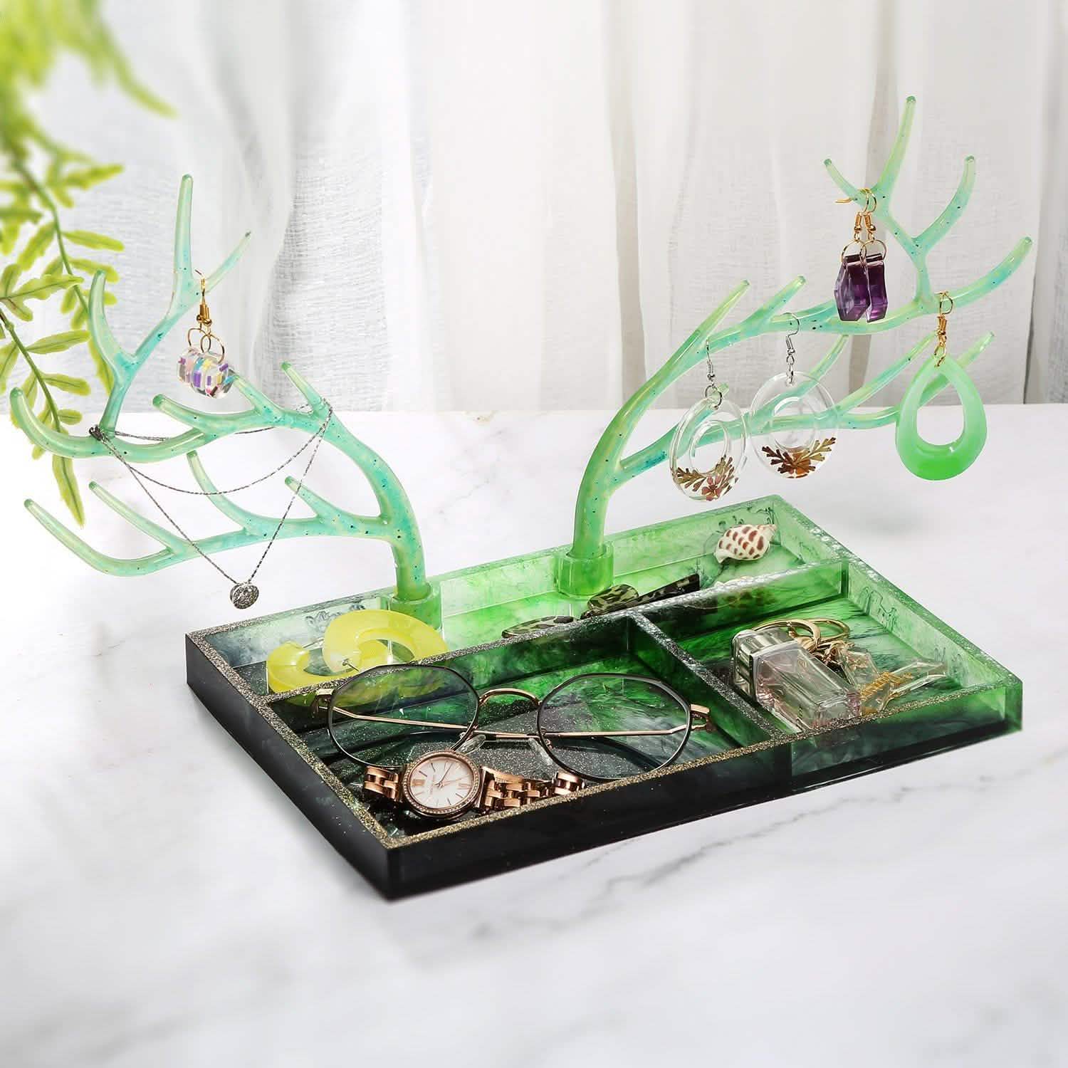 Epoxy Resin Silicone Molds Antlers Tree Branch Tray Jewelry Displayed Organizer DailySale