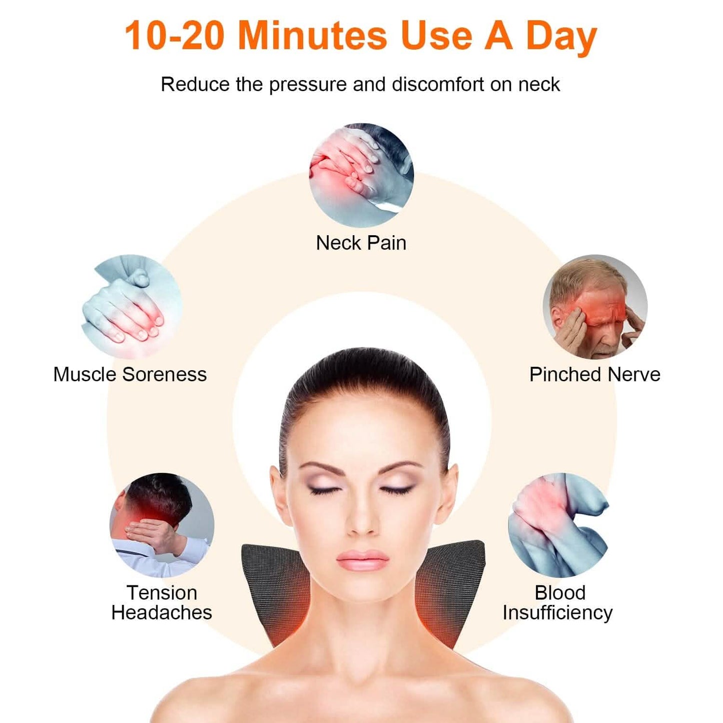 Ergonomic Heated Neck Stretcher Cervical Traction Therapy Pillow with Graphene Heating Pad DailySale