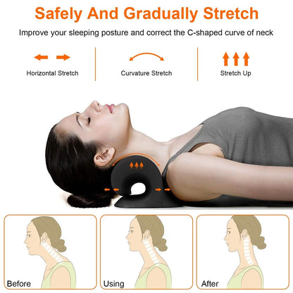 Ergonomic Heated Neck Stretcher Cervical Traction Therapy Pillow with Graphene Heating Pad DailySale