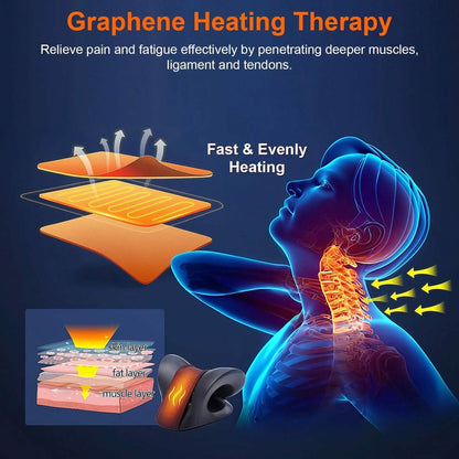Ergonomic Heated Neck Stretcher Cervical Traction Therapy Pillow with Graphene Heating Pad DailySale