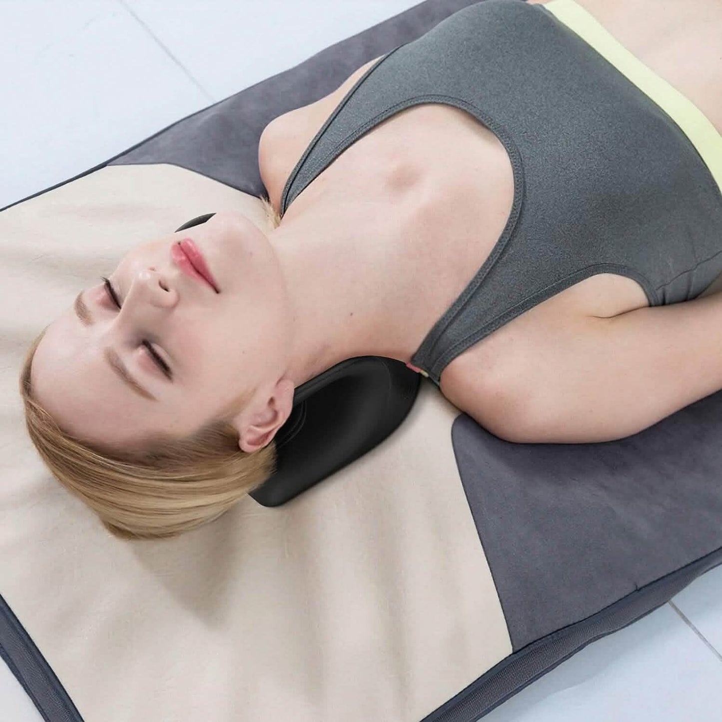 Ergonomic Heated Neck Stretcher Cervical Traction Therapy Pillow with Graphene Heating Pad DailySale