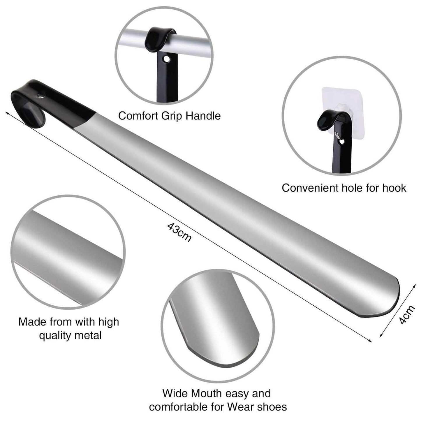 Ergonomic Stainless Steel Easy Grip Long Handle Shoe Horn DailySale