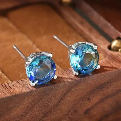 European and American Style Copper Earrings with Blue Zirconium DailySale