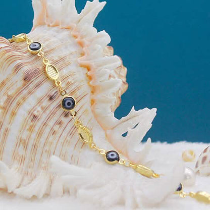 Evil Eye Anklet 10'' Blue High Polish DailySale
