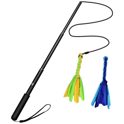 Extendable Dog Flirt Pole with 2 Replaceable Interactive Tail Toys DailySale
