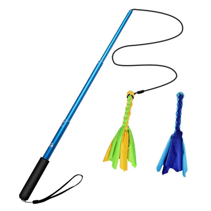 Extendable Dog Flirt Pole with 2 Replaceable Interactive Tail Toys DailySale