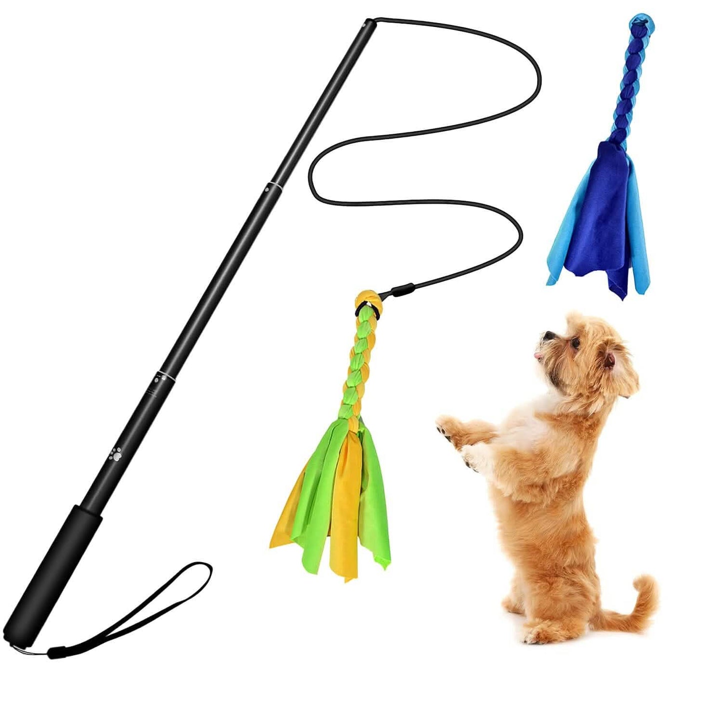 Extendable Dog Flirt Pole with 2 Replaceable Interactive Tail Toys DailySale