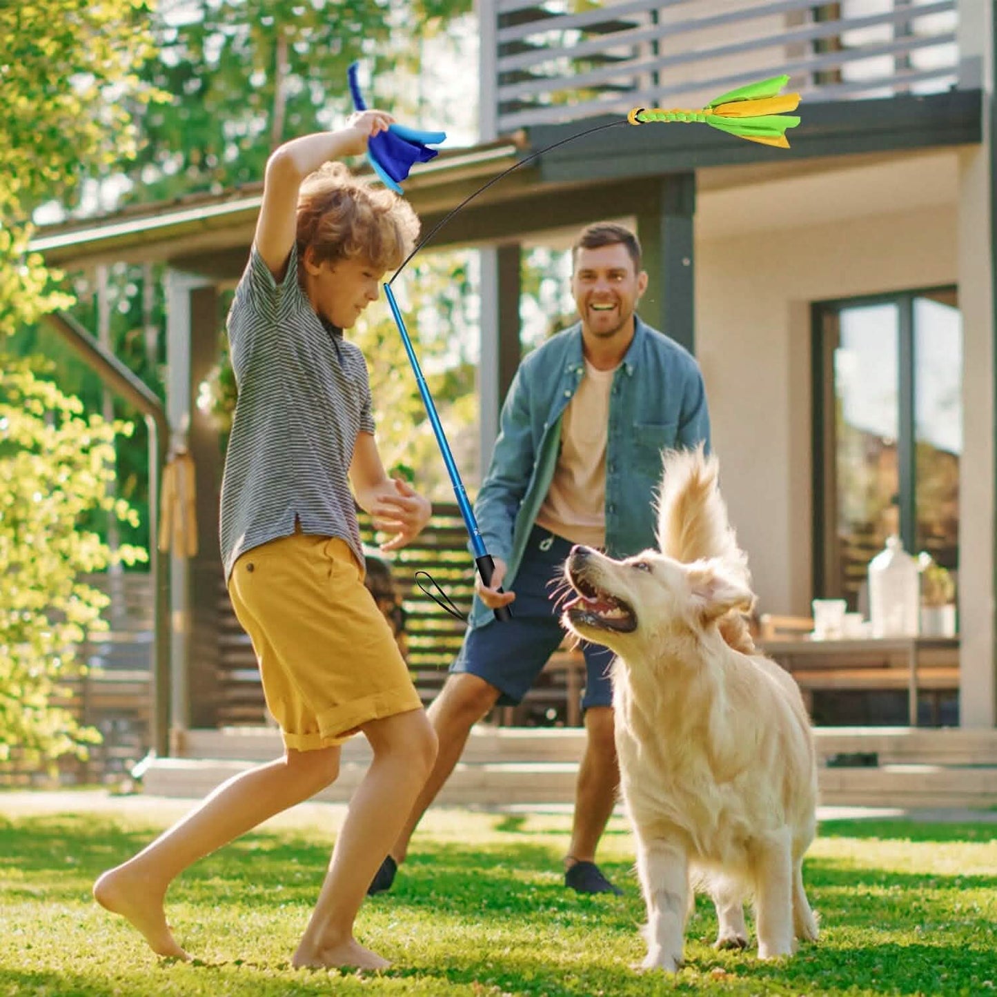 Extendable Dog Flirt Pole with 2 Replaceable Interactive Tail Toys DailySale