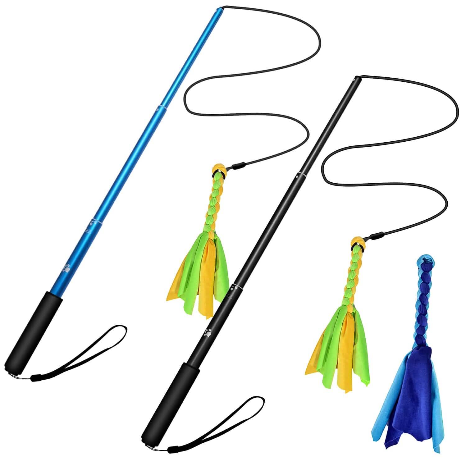 Extendable Dog Flirt Pole with 2 Replaceable Interactive Tail Toys DailySale