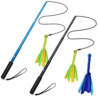 Extendable Dog Flirt Pole with 2 Replaceable Interactive Tail Toys DailySale