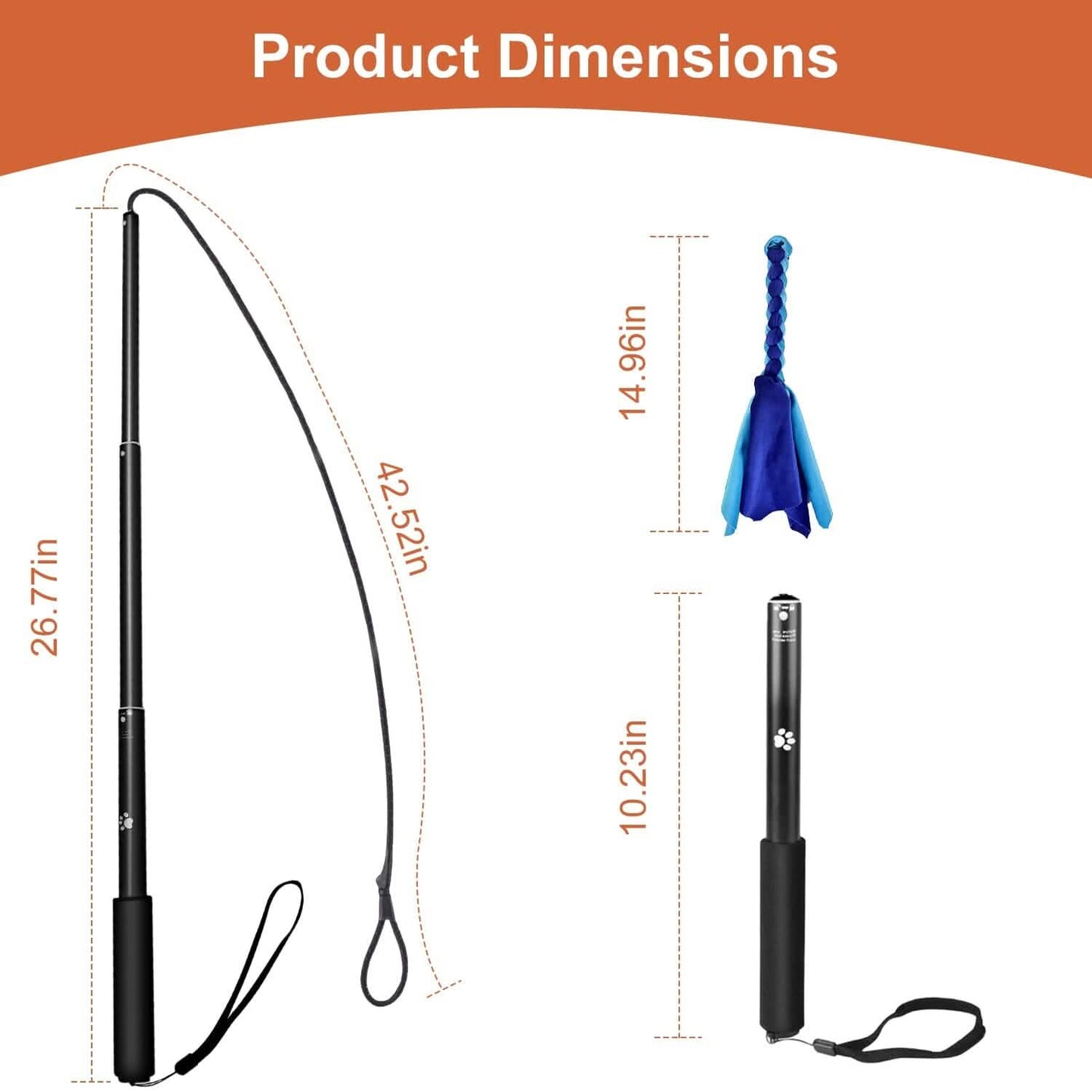 Extendable Dog Flirt Pole with 2 Replaceable Interactive Tail Toys DailySale