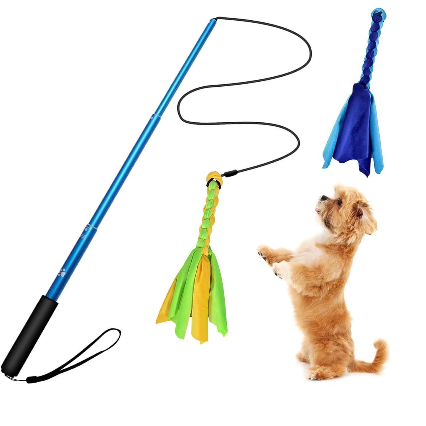 Extendable Dog Flirt Pole with 2 Replaceable Interactive Tail Toys DailySale