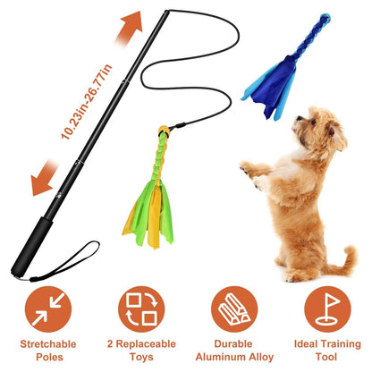 Extendable Dog Flirt Pole with 2 Replaceable Interactive Tail Toys DailySale