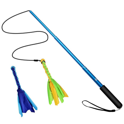 Extendable Dog Flirt Pole with 2 Replaceable Interactive Tail Toys DailySale