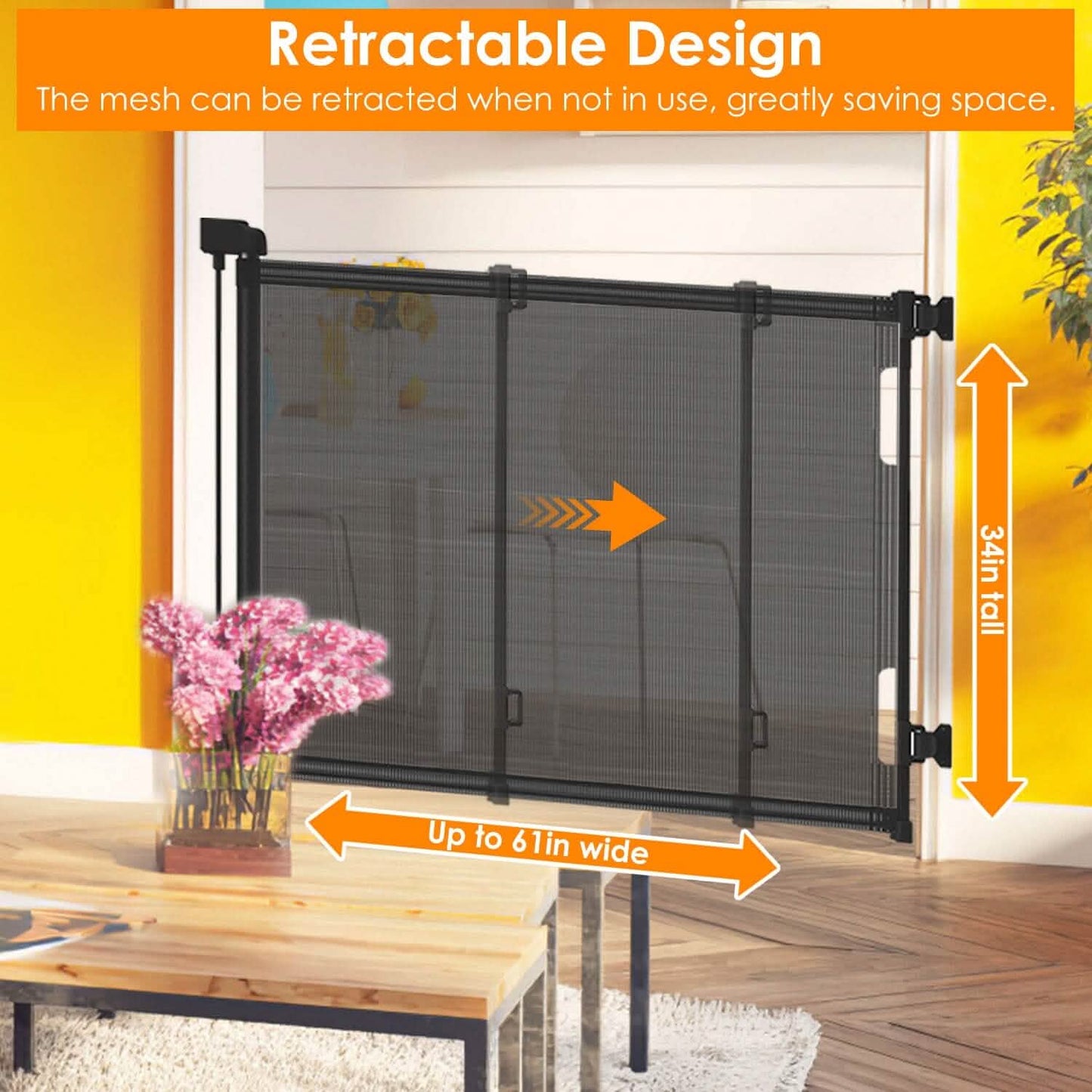 Extra Wide Child Safety Gate Retractable Door DailySale