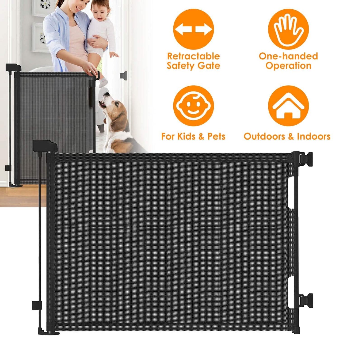 Extra Wide Child Safety Gate Retractable Door DailySale