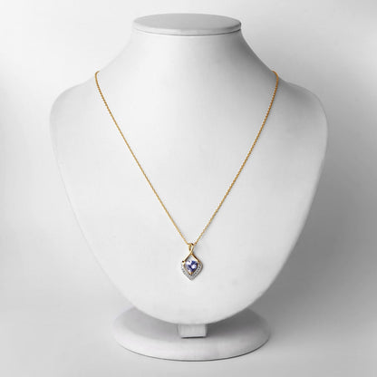 0.96 Carat Genuine Tanzanite and White Topaz .925 Sterling Silver Pendant Bids.com