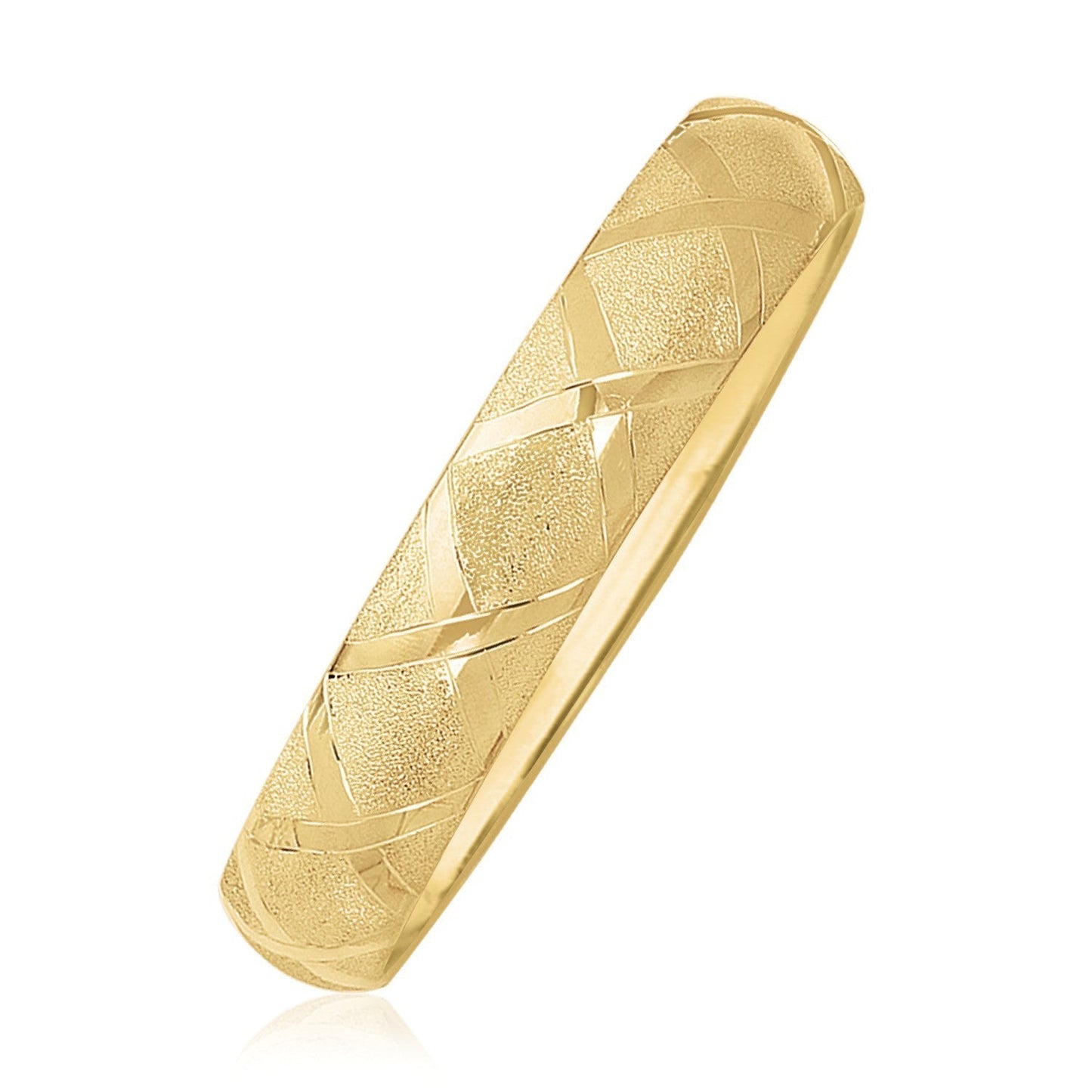 10k Yellow Gold Dual-Textured Diamond Pattern Bangle Bids.com